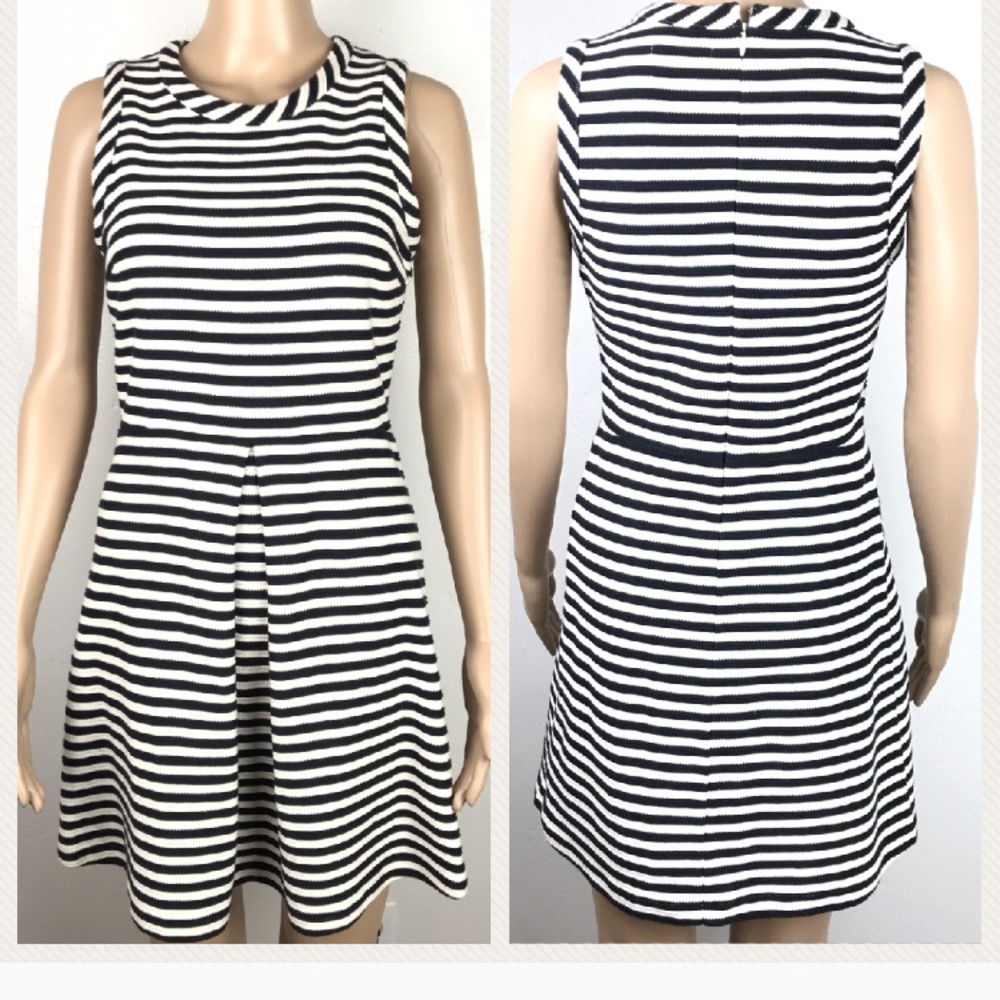 Madewell black white striped A-line dress